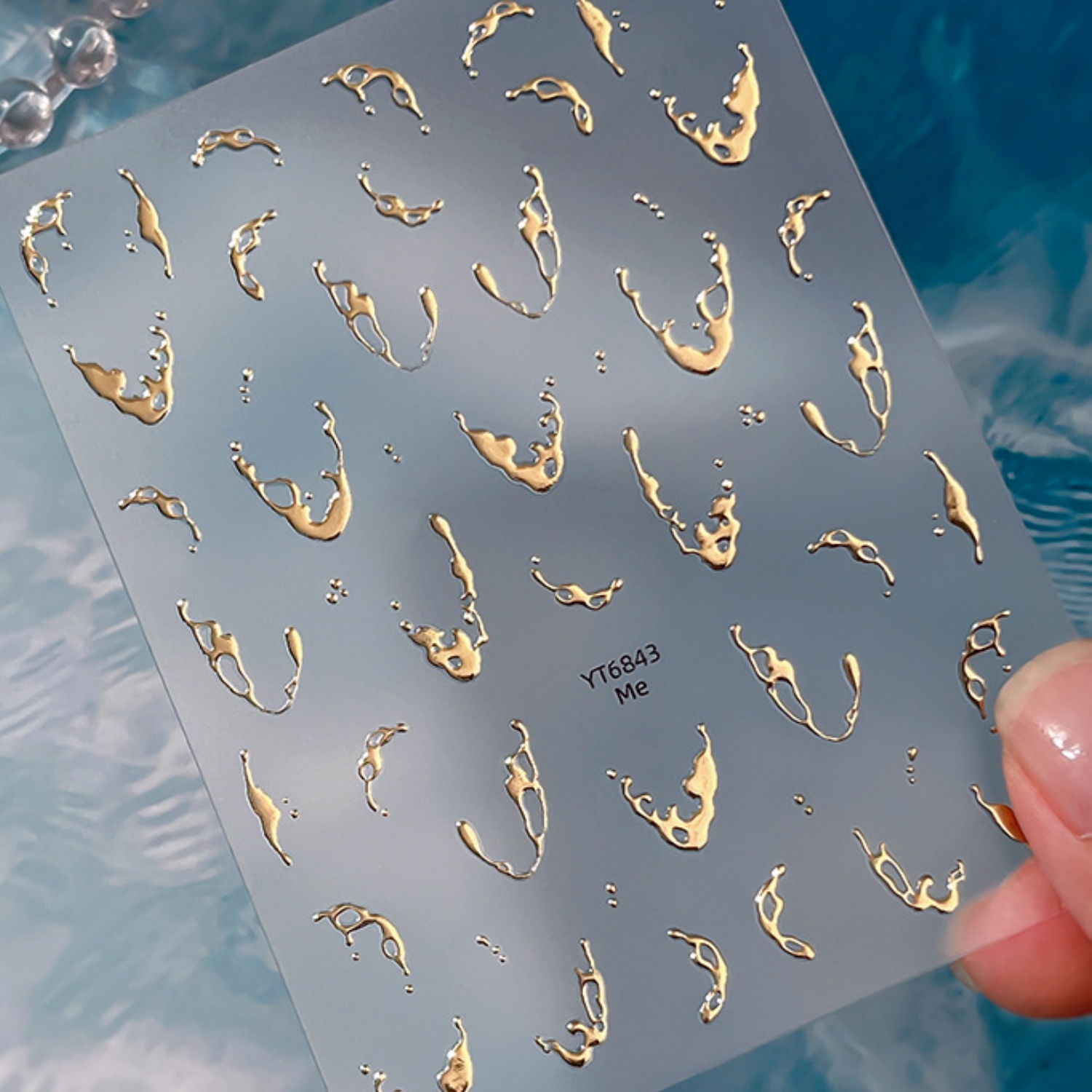 Gold Foil Water Splash 5D Nail - đánh giá và giá Freshwater Line